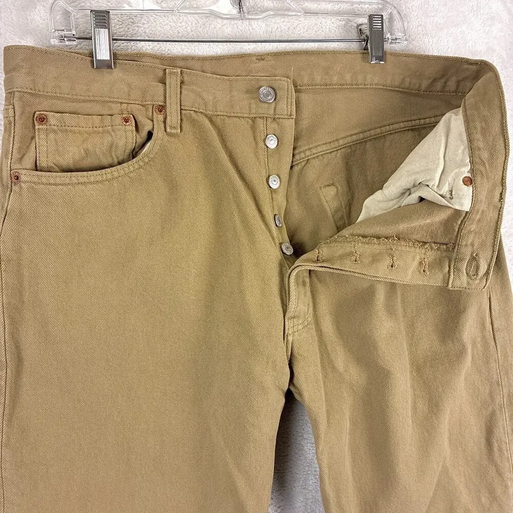 VTG Levis 501 Jeans Men 38x30 (36x30) Beige Button Fly 90s Made in USA 0612